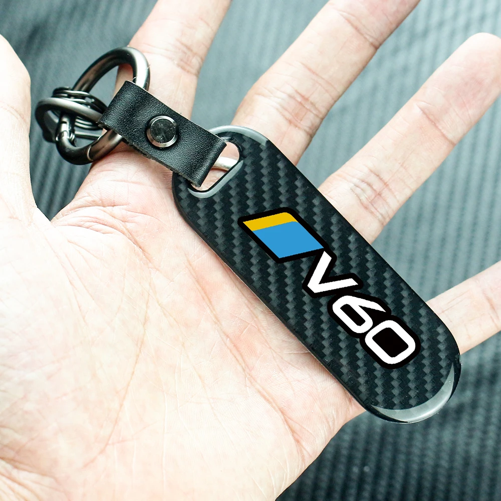 

Car Key Carbon Fiber Rope Car Keychain Key Chain Pendant Keyring Horseshoe Buckle For Volvo V60 Auto Accessories