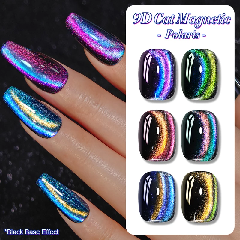 BORN PRETTY 10ml 9D Polaris Laser Cat Magnetic Gel Nail Polish Semi Permanent Soak Off UV Gel Different Color At Different Angle