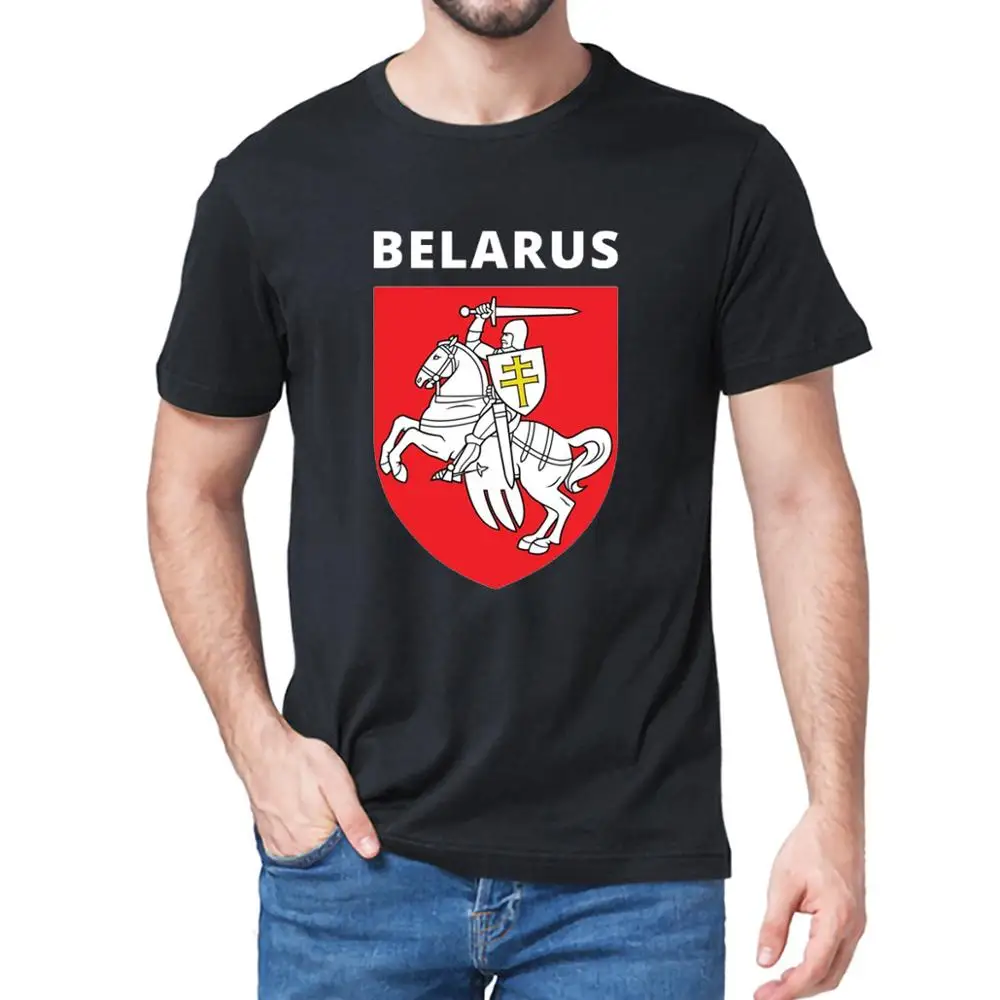 Unisex 100% Cotton Coat of arms of Belarus Pogonya White Red White Flag Protest Symbol Fashion Men T-Shirt Women Soft Top Tee