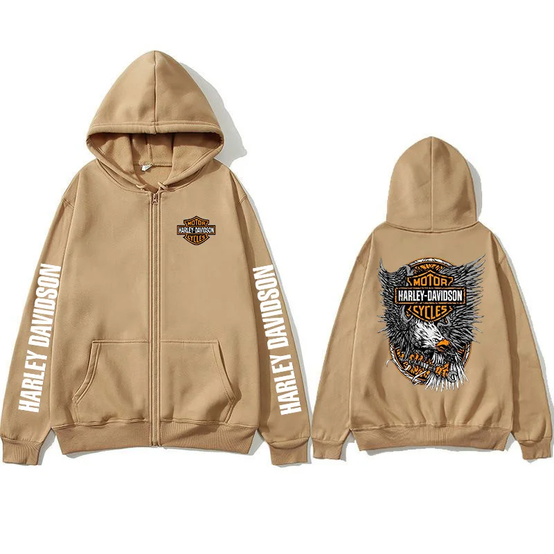 2026 Harley Davidson Motorrad-Kapuzenpullover Frühling Herren Bedruckter Reißverschluss-Hoodie Outdoor-Sport Lockerer Atmungsaktiver Damen-Mantel