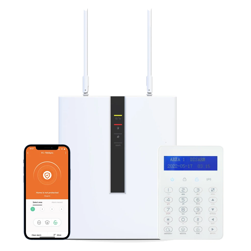Professional Wired and Wireless Anti-Thief Alarm System 8 or 16 Zone IP 4G PSTN with Built-In Siren ABS Fireproof Alarm Security