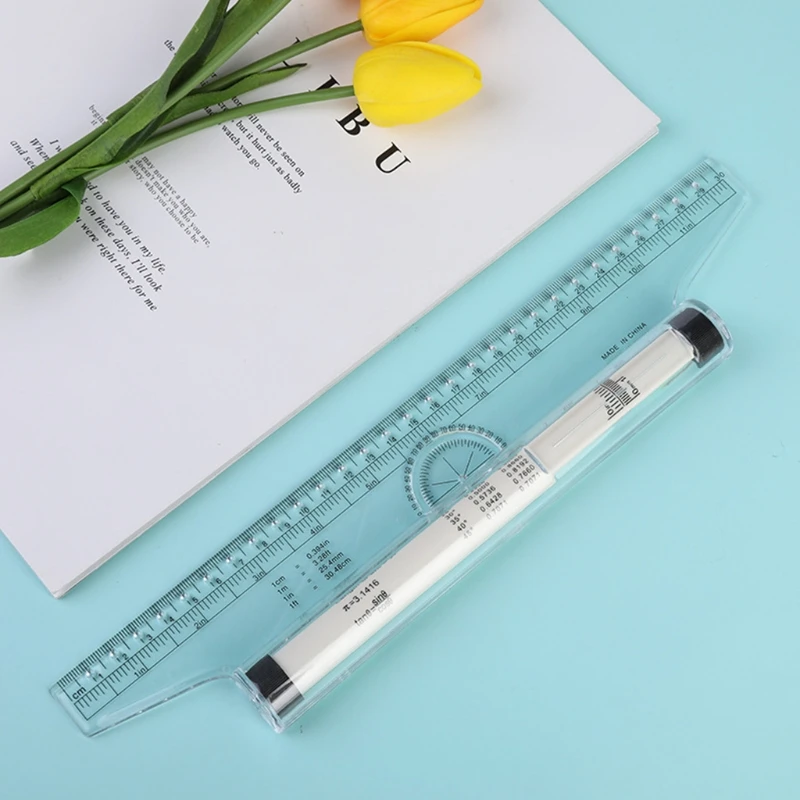 Multi Function Drawing Tool Roll Draw Ruler Metric Rolling Ruler Clear Parallel Rolling Ruler Angles Line Ruler for Kids