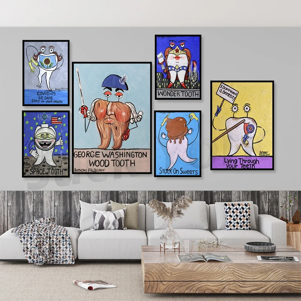 Dental Canvas Poster Teeth Art Print Poster Dentist Oral Art Painting Doctor Office Picture Clinic Decoration