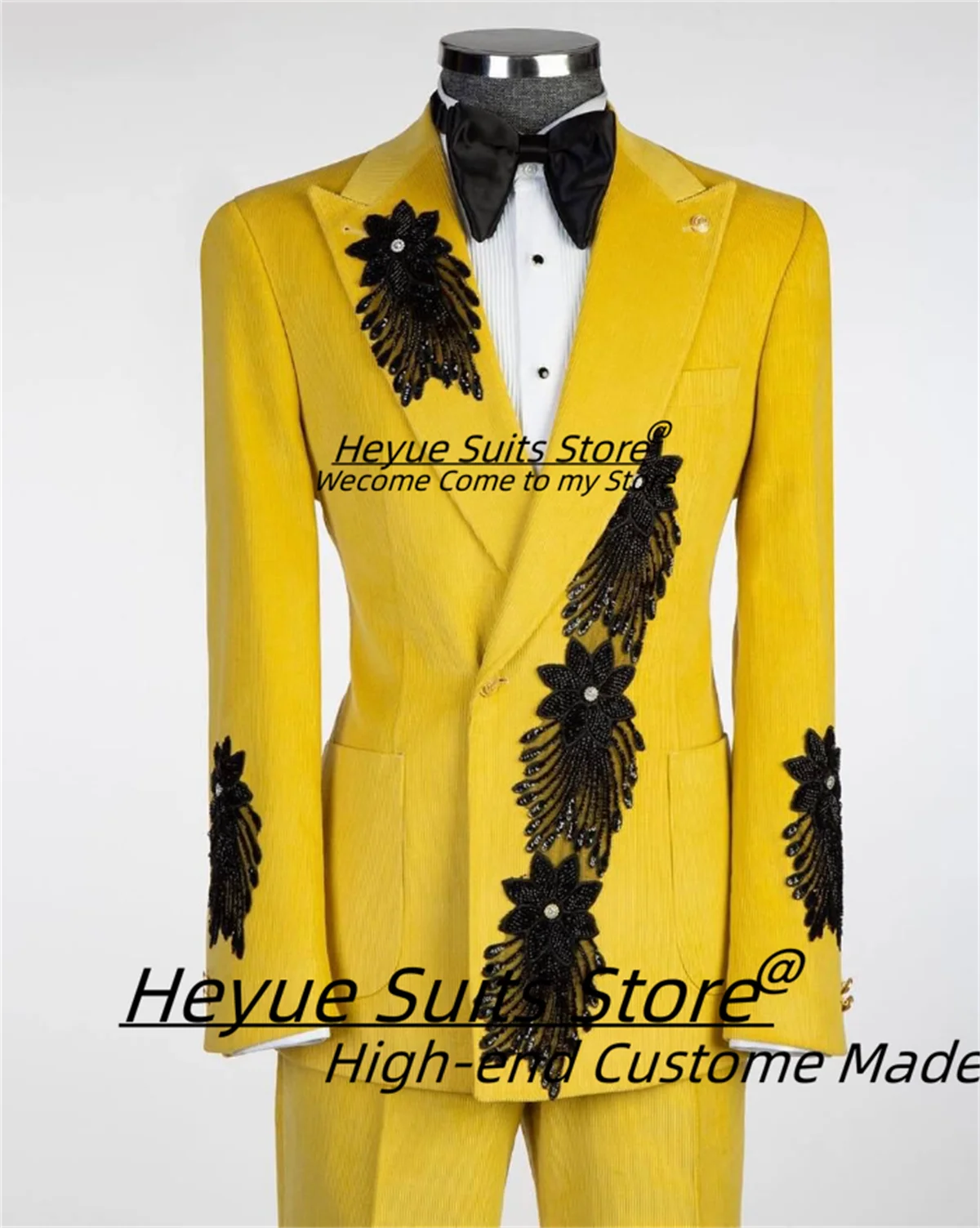 

Fashion Bead embroidery Handsome Groom Wedding Tuxedos Customized Slim Fit Peak Lapel 2Pieces Sets Male Prom Blazers Ropa Hombre