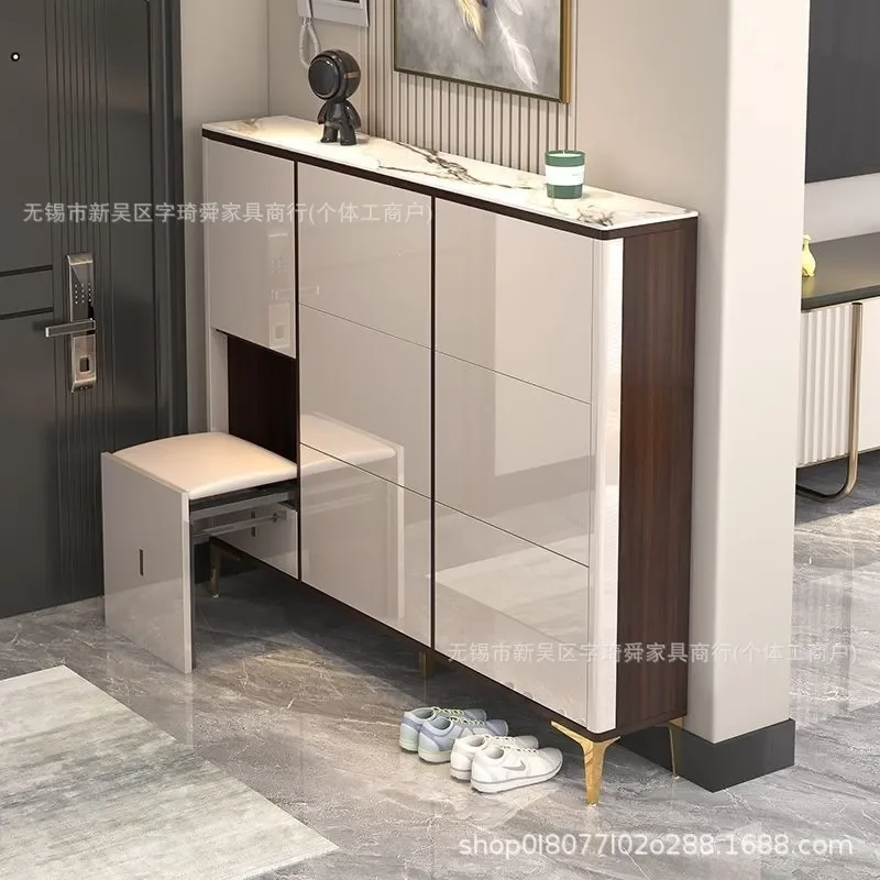 For 17CM Ultra-thin Tipping Bucket Shoe Cabinet Narrow Side Storage for Small Apartment Entryway Corridor Behind Door Wall