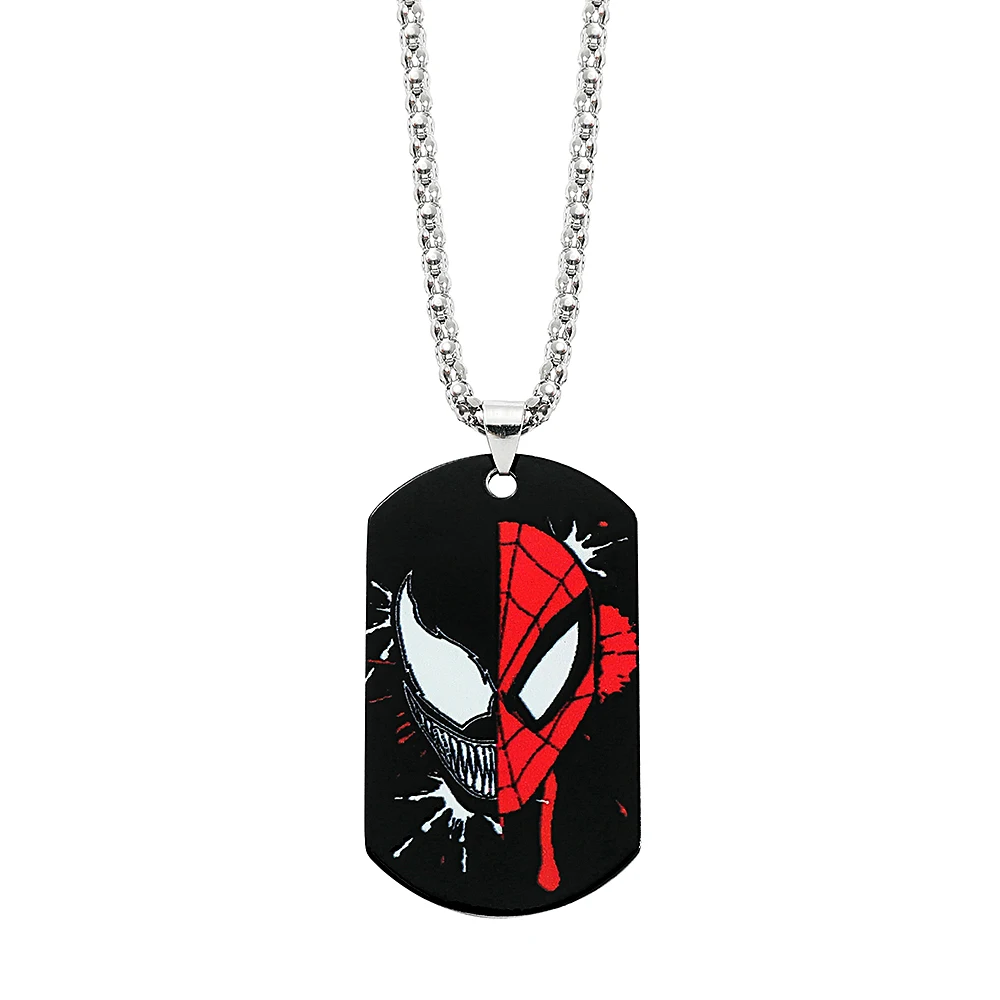 Marvel Venom Spiderman Necklace Printing Stainless Steel Dog Tag Pendanr Neck Chain for Fans Accessories Gifts