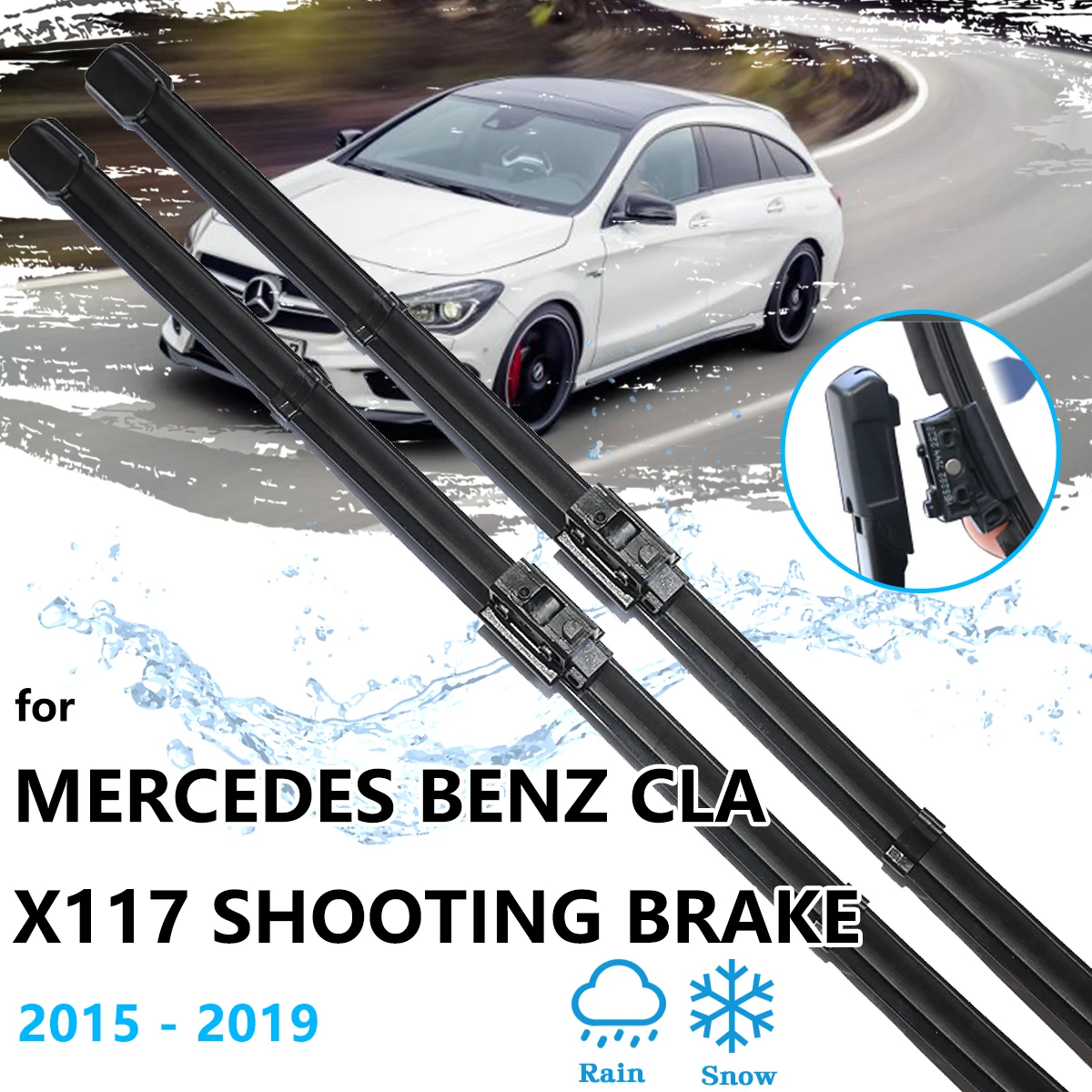 For Mercedes Benz CLA X117 Shooting Brake 2015 2016 2017 2018 2019 Front Rear Wiper Blades Brushes Window Windshield Windscreen