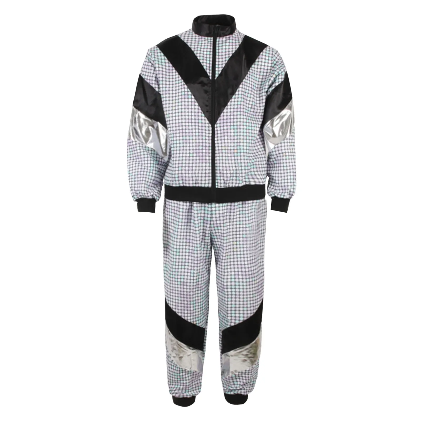 Mardi Gras Carnival 80s 90s Disco Tracksuit Jacket And Pants Joggers Carnival Theme Party Suit Live Cosplay Retro Style Outfits