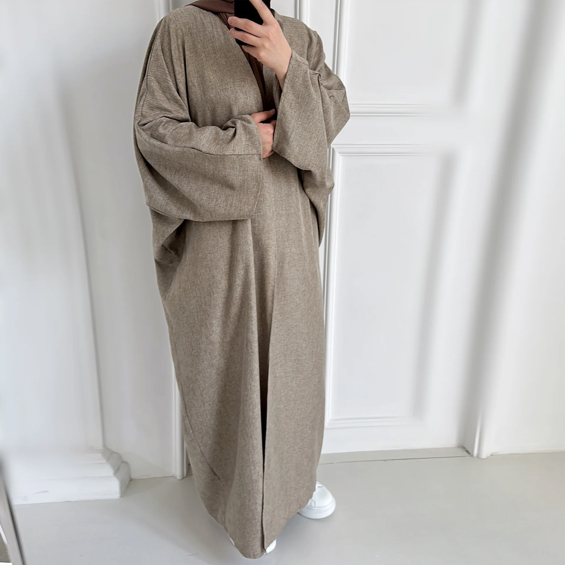 Cotton Linen Modest Musulmane Dubai abaya Kaftan Islam Muslim Cardigan Abayas Women Caftan Robe Longue Turkish Fashion Clothing