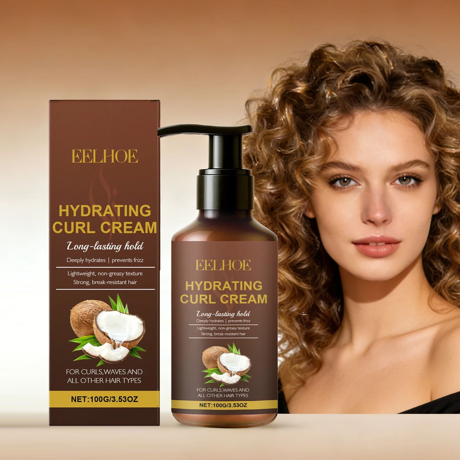 Curl Styling Cream for Wavy and Curly Hair Anti-Frizz Long Lasting Moisturizing Hair-Smoothing Prevent Dry Hair Care Curl Cream
