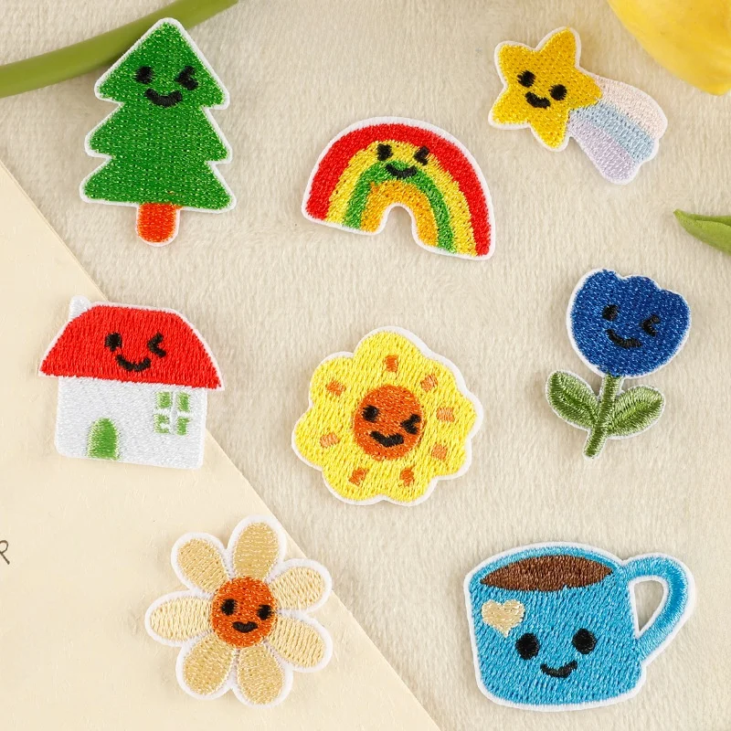 Embroidered Patch Embroidery Adhesive Iron-On Heat-Activated Suower Cartoon Fabric Patch DIY Sewing Accories