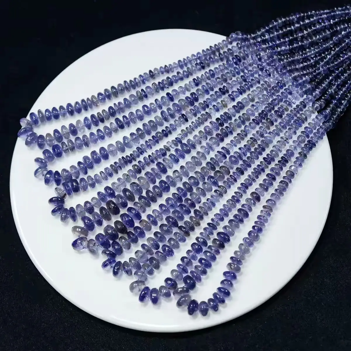 20cm Iolite Roundelle Loose Beads 4-8mm  for Jewelry Making Necklace FPPJ Wholesale Loose Beads 5A