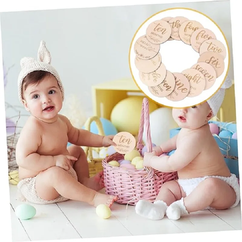 

Детские ежемесячные маркерные диски, двусторонние фотореквизиты, карточки для роста ребенка и беременности, 1-12 месяцев, пол-нейтральные