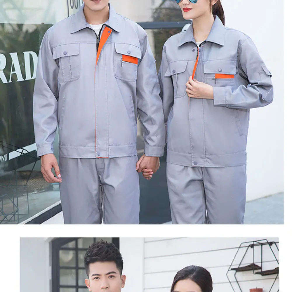 Durable Long Sleeve Coveralls Set Breathable Workwear Uniform For Industrial Automotive Repair Workshop Maintenance Crew