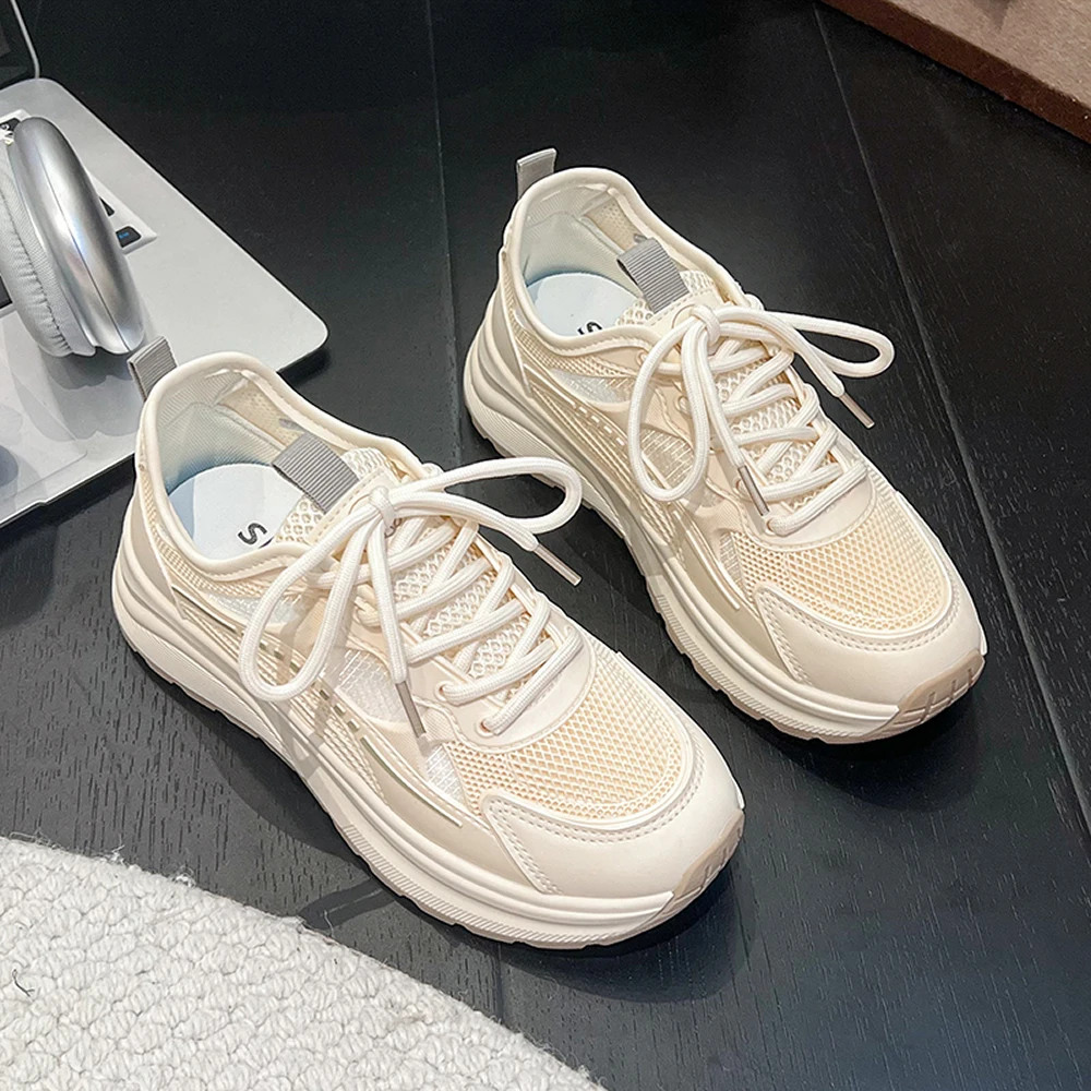 

Женская спортивная обувь с сеткой, летняя новая стильная обувь для папы, тонкая полая дышащая легкая сетчатая обувь, удобная резиновая подошва