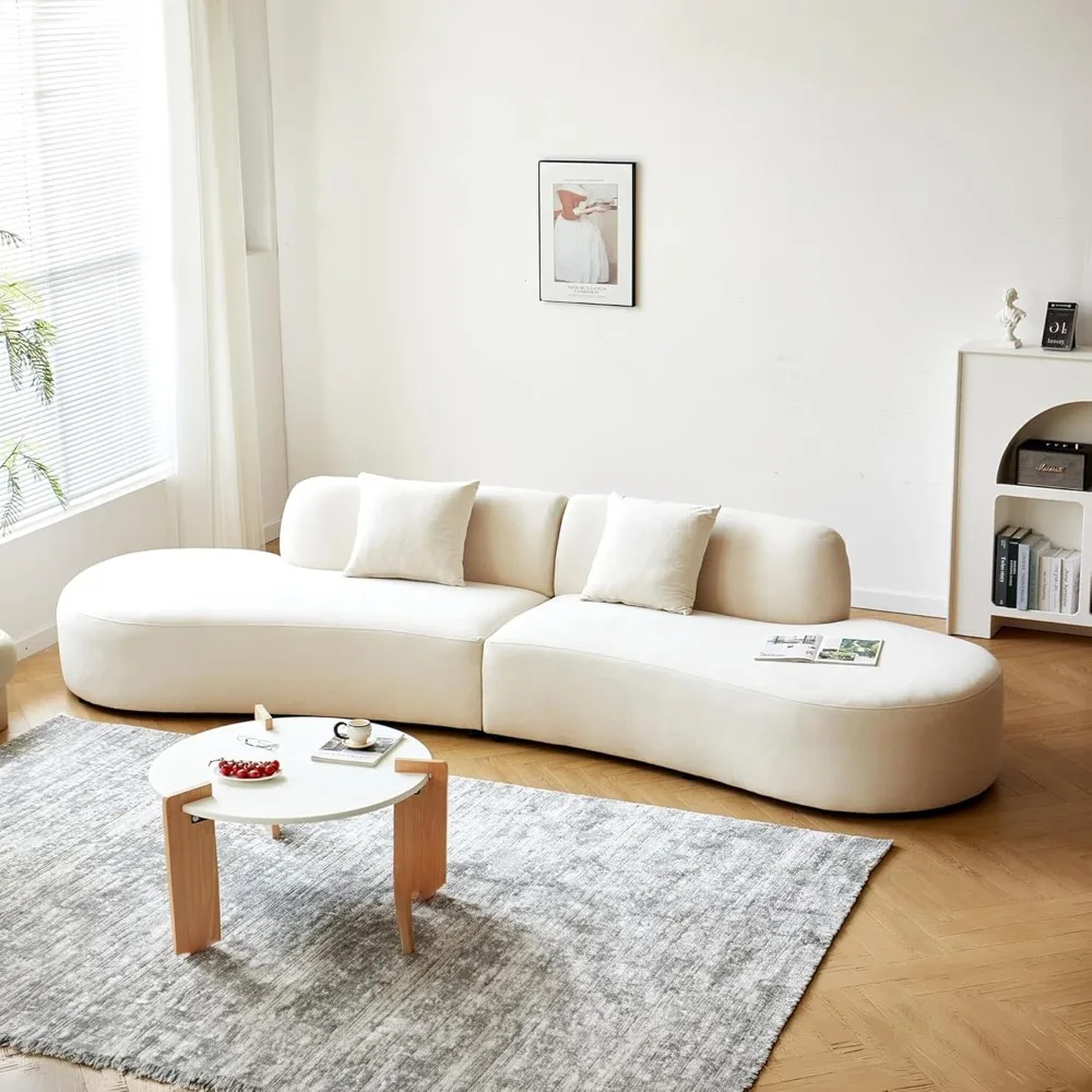 132-Inch Curved Velvet Sofa 3