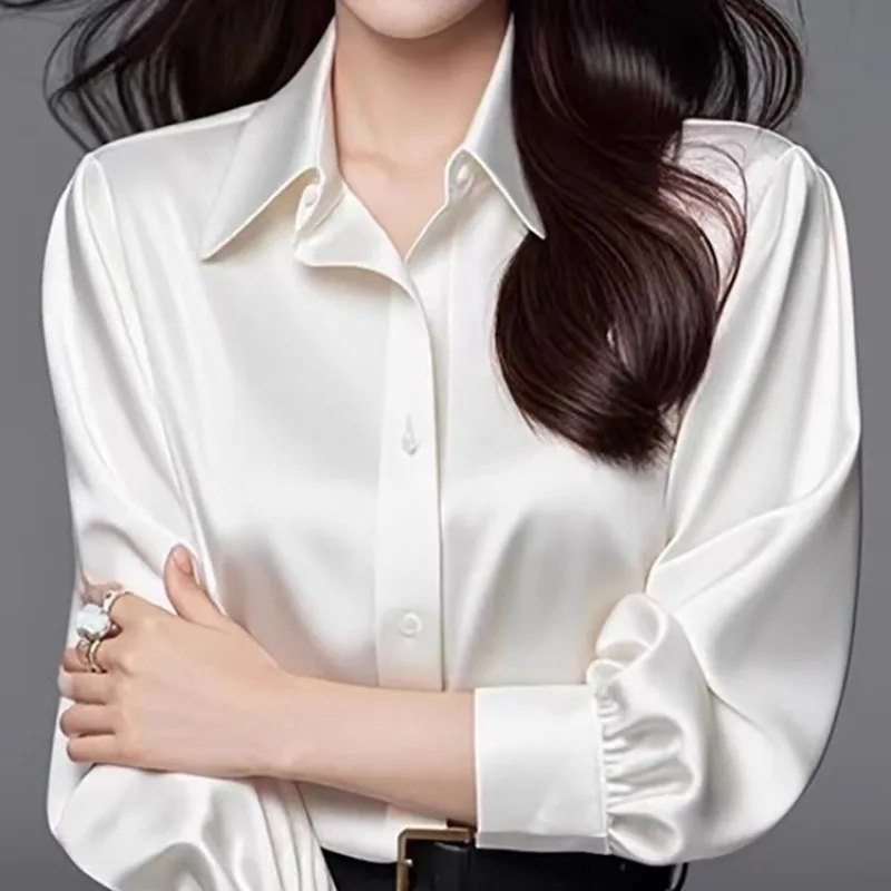Nouveau Style dames décontracté mode simplicité élégant tendance boutons couleur unie col rabattu femmes chemises à manches longues hauts