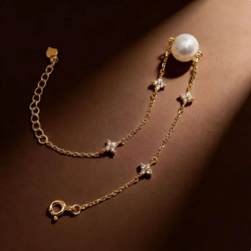 

Великолепный блестящий браслет из натурального круглого белого жемчуга Южных морских глубин AAAA+ 8-9 мм, регулируемый, из серебра 925 пробы