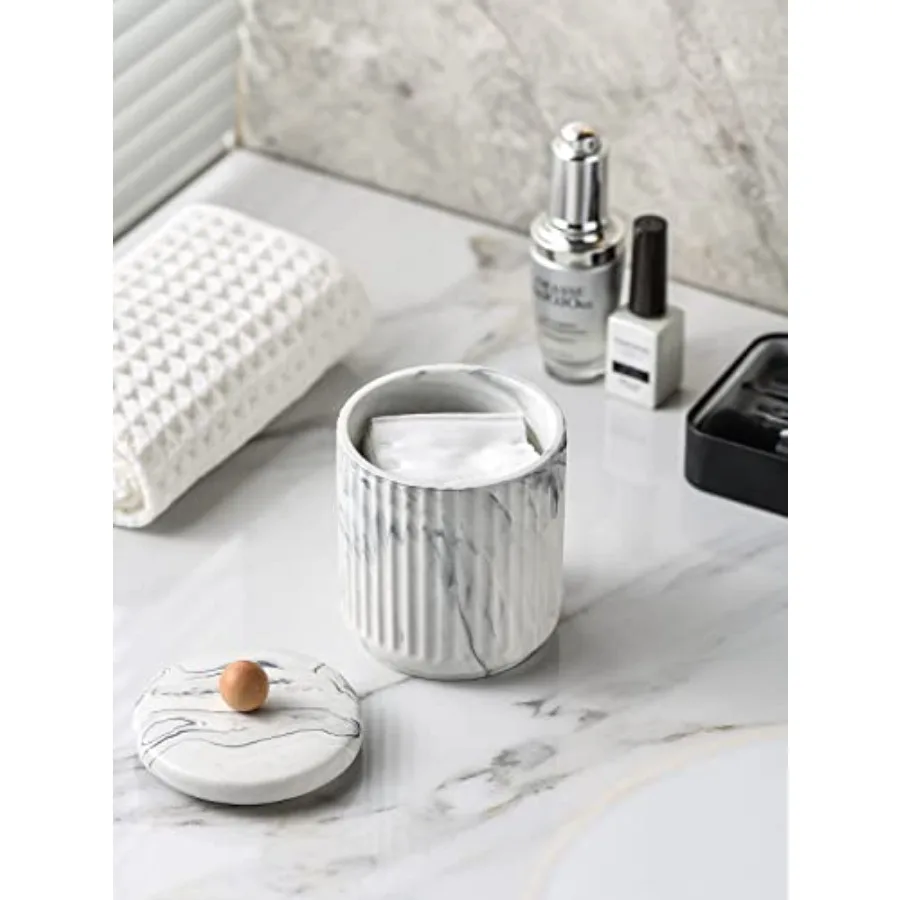 ceramics Bathroom Canister with Lid Qtip Holder Dispenser Jar Cotton Ball, Swab, Pads, Floss, Bathroom Storage Jars Storage Org