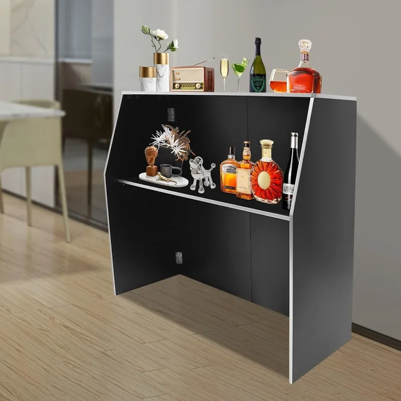 19.5X 47.75 x 42.75“ Foldable Portable Event Bar Cabinets,Aluminum and Ecological Board Commercial Small Wine Bar Cabinet