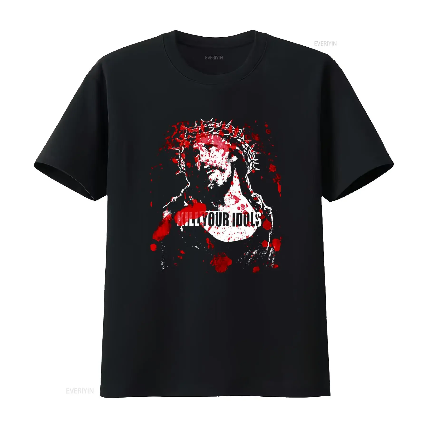 Vintage Kill Your Idols T Shirt Hardcore Punk Reprint with Jesus God Design Worldwide Terror Style vintage Washed fashion