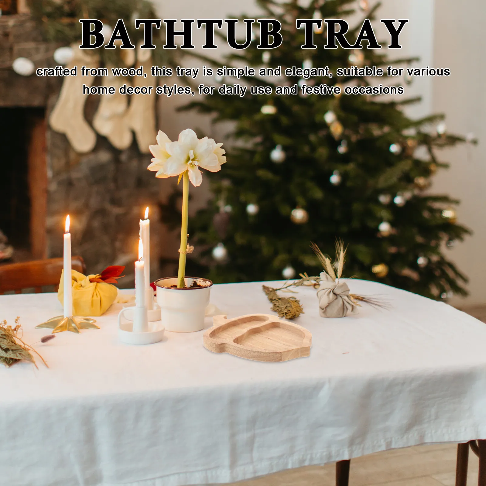 Wooden Bathtub Tray with Pinecone Acorn Design Versatile Serving Platter for Bath Relaxation Snack Fruit Cheese Candy