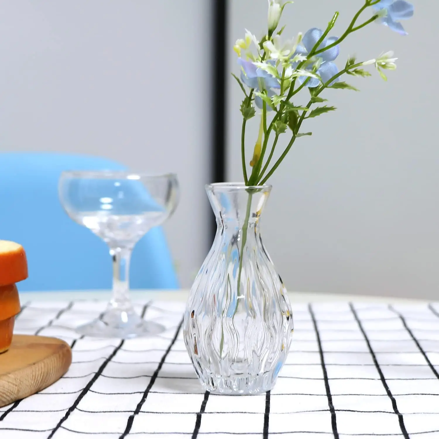 Imagem -05 - Mini Conjunto de Vaso de Flor de Vidro Vasos de Flores em Relevo Peça do Centro do Casamento Decorações de Mesa Claro Vintage Conjunto de 32