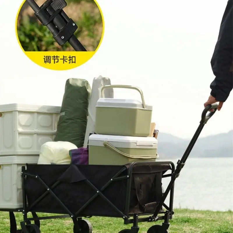 Foldable Camping Cart with Tabletop and Board Conversion Children's Reclining Seats, Suitable for Market Stalls