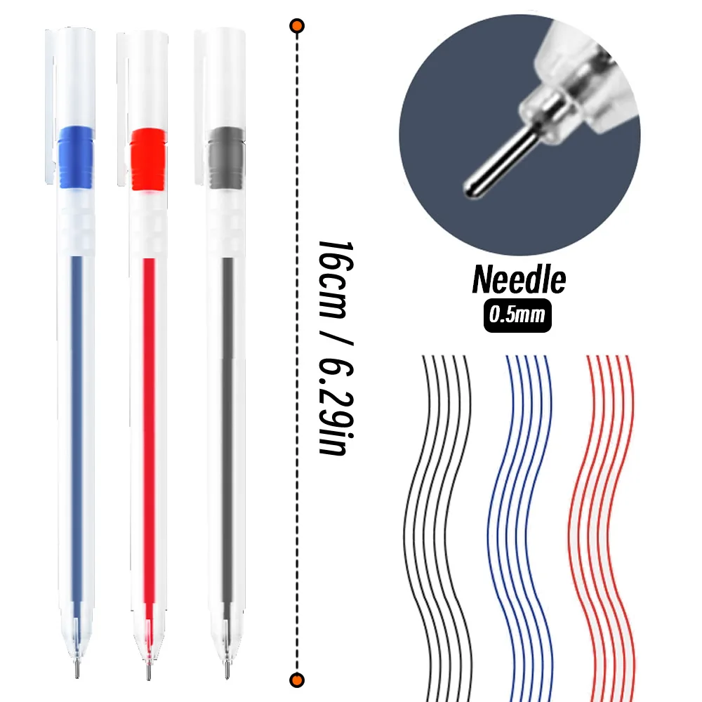 20Pcs/set High Quality Needle Type Gel Pens Straight Liquid Ballpoint Pen Kawaii Stationery School Office Supplies Writing