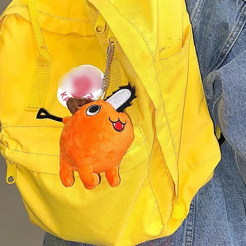 10cm laranja cão pochita pingente chaveiro macio brinquedo de pelúcia mochila saco chaveiro de pelúcia cosplay adereços para crianças fãs presentes