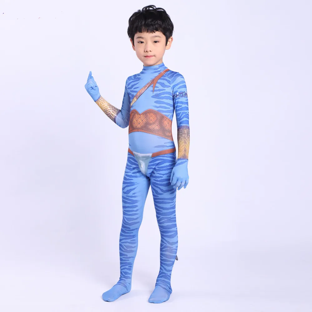 New Avatar 2 Cosplay Costume Movie Jake Sully Neytiri Bodysuit Suit Zentai Jumpsuit Halloween Costume For Women Men Child Kids