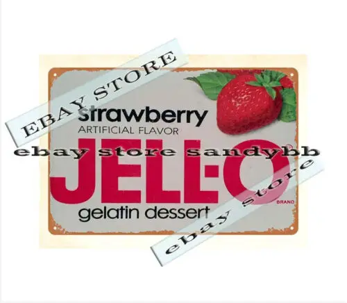 

Металлическая табличка JELLO WILD STRAWBERRY GELATIN в стиле 1980-х годов, декор для гаража, алюминий