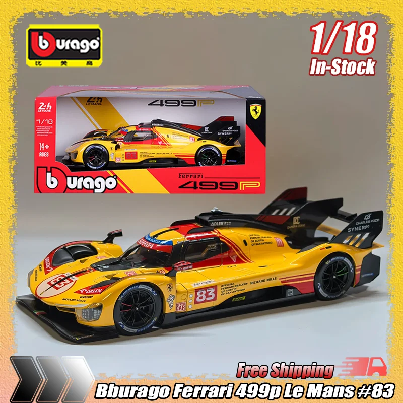 

1:18 Alloy Bburago Ferrari 499p Le Mans Racing Alloy Simulation Die-Cast Car Models For Collection Home Decoration Gift For Male
