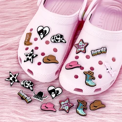 11/12pcs PVC Western Style Cowboy Shoe Charms Cowgirl Shoes Decorations Pins for Boys Girls Gift Sandals Accessories Clog Buckle