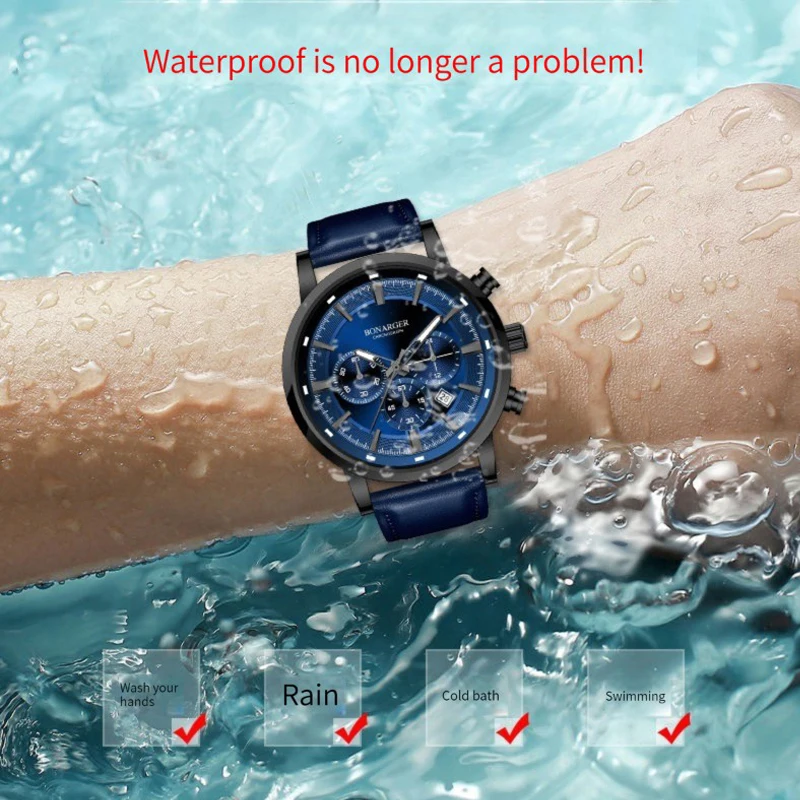 جديد أفضل ماركة 44 مللي متر رجالي ساعة كوارتز بكرونوجراف 24 ساعة متعددة الوظائف الفولاذ المقاوم للصدأ مقاوم للماء الرياضة Relogio Masculino