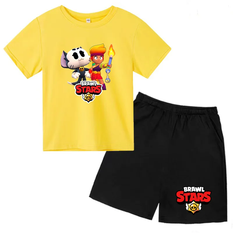 Kids Summer T-shirt Popular Game Print Boys Girls Toddler 3-12Y Top +Shorts 2P Fashion Casual Sports Kawayi Charming Jogging Set