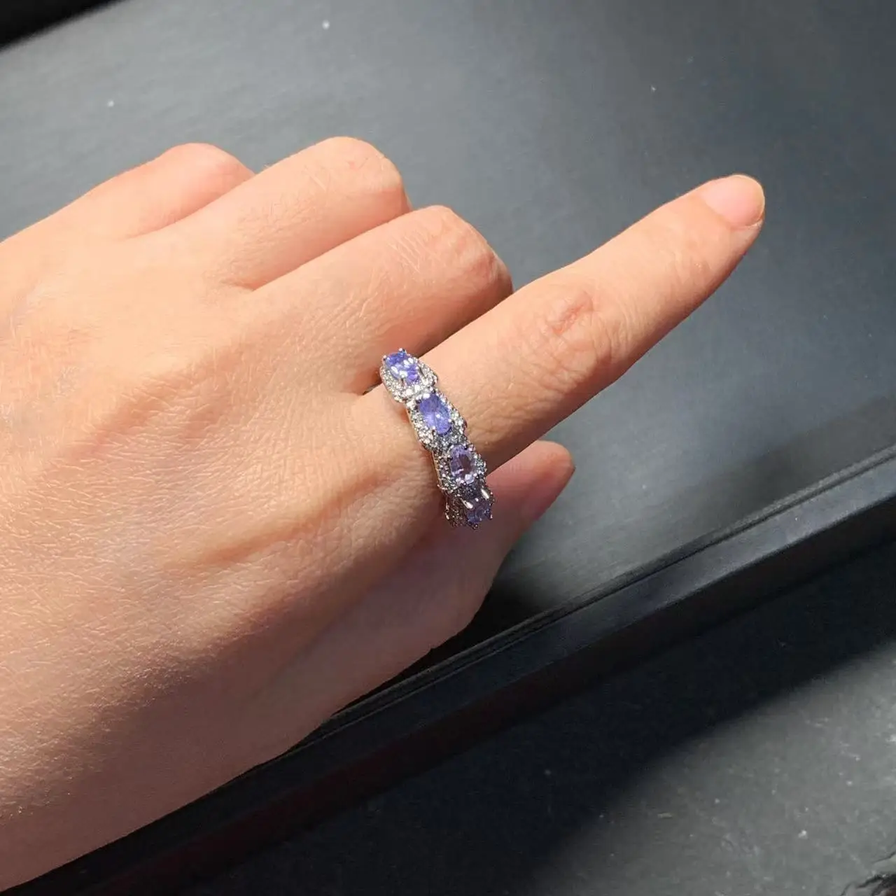 MM Natural Tanzanite Ring Adjustable Female Ring Jewelry for Women Gift Wholesale High Quality Vintage Fine