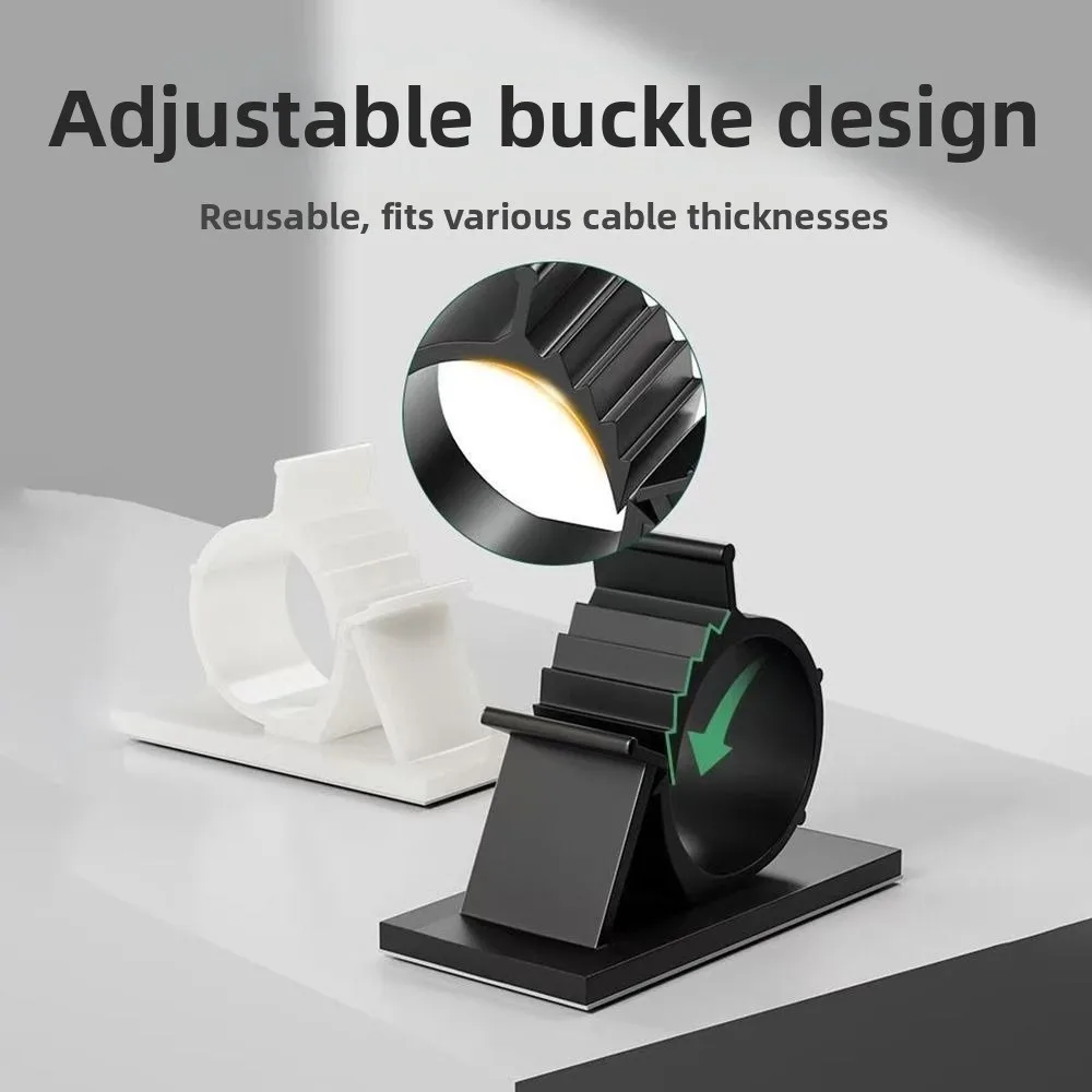 10Pcs Plastic Cable Organizer Clips Self-Adhesive Adjustable Cable Tie Mounts R-Shaped Clamp Tool-Free Installation