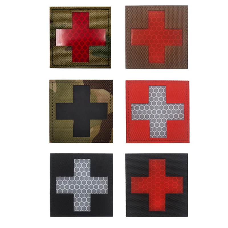 Multiple Type Rescue MEDIC First Aid Combat Rubber Cross Military EMT Reflective IR Paramidic Patch For Bag Cloth Doctor