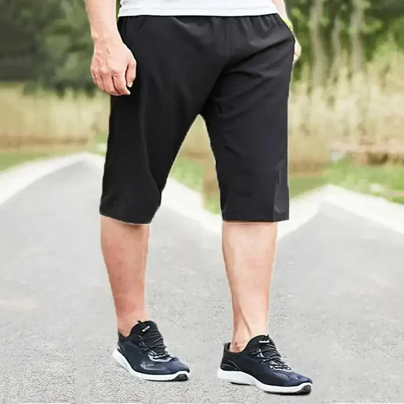 2 Pcs Plus Size Men Casual Shorts Pants 3XL-9XL Summer Sweatpants Three Quarter Shorts Sport Pants 3/4 Pants Gym Shorts