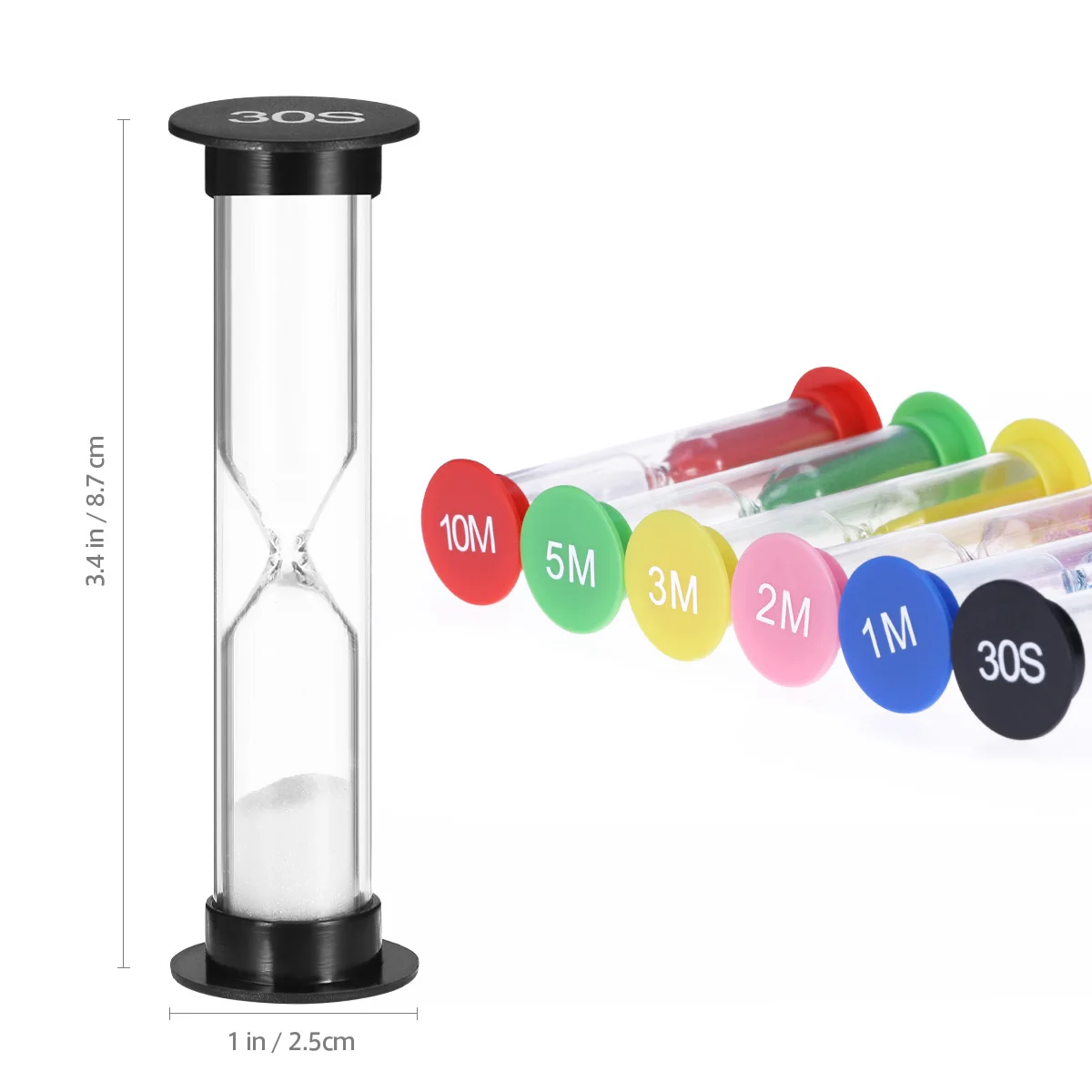 6 pçs temporizador de areia colorido ampulheta conjunto diferentes minutos tempo jogos de cozinha exercício sala de aula decoração relógio de areia