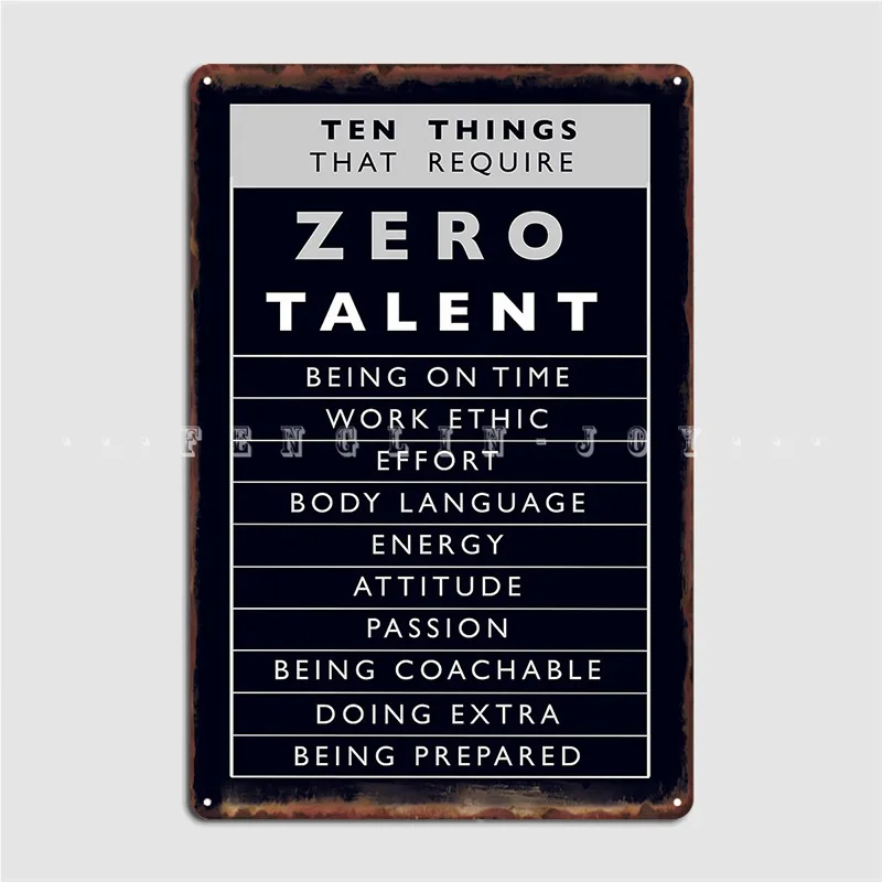 Ten Things That Require Zero Talent Metal Plaque Poster Cinema Living Room Pub Garage Create Poster Tin Sign Poster