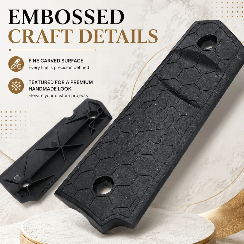 Hexagonal Grid Texture Engraved Decor Pieces Matte Black Tough Texture Customizable Multipurpose Hobby Decoration Accessories