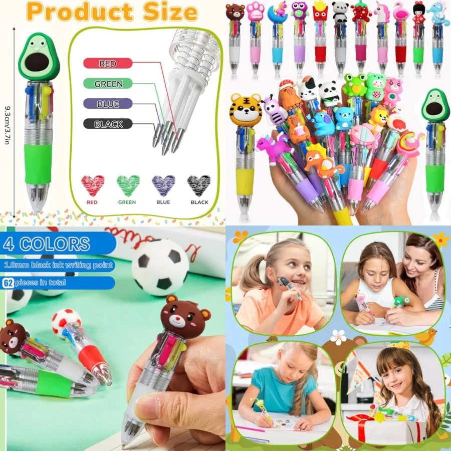 

62 Pack Multicolor Mini Pens Bulk Set - Assorted Vibrant Colors Cute Ballpoint Pens for Students Classroom School Supplies Birt