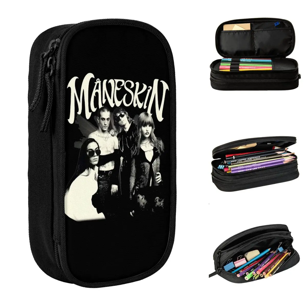 Fashion Maneskin Band Rock Musical Pencil Cases Pencil Box Pen Box for Girl Boy Large Storage Bag Students School Gifts