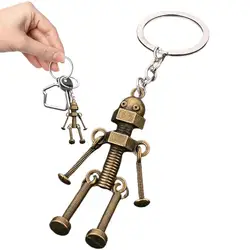 Robot Key Rings Hands And Feet Movable Robot Key Pendant Robot Key Charm Creative Hang Ornament Backpack Accessory