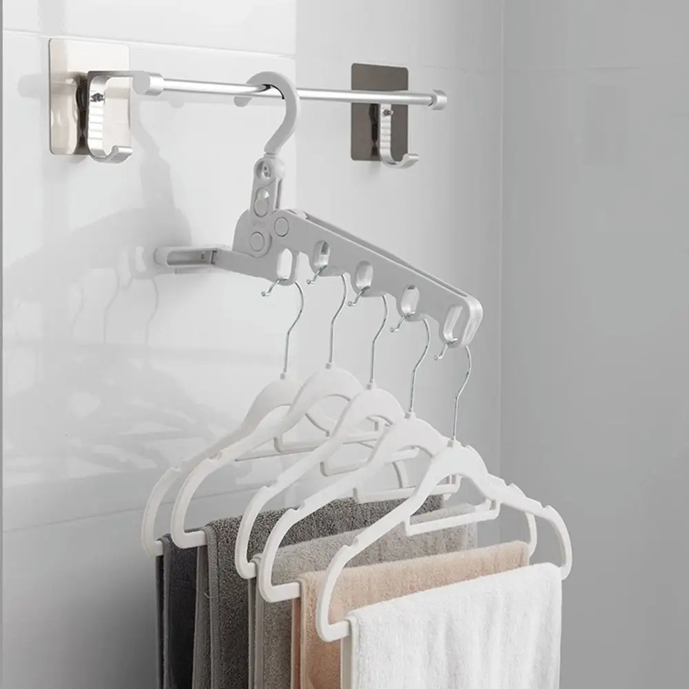 Portable Foldable Clothes Drying Rack Angle Adjustable Multi-function Clothes Hook Five-hole Clothes Drying Artifact Travel view 4