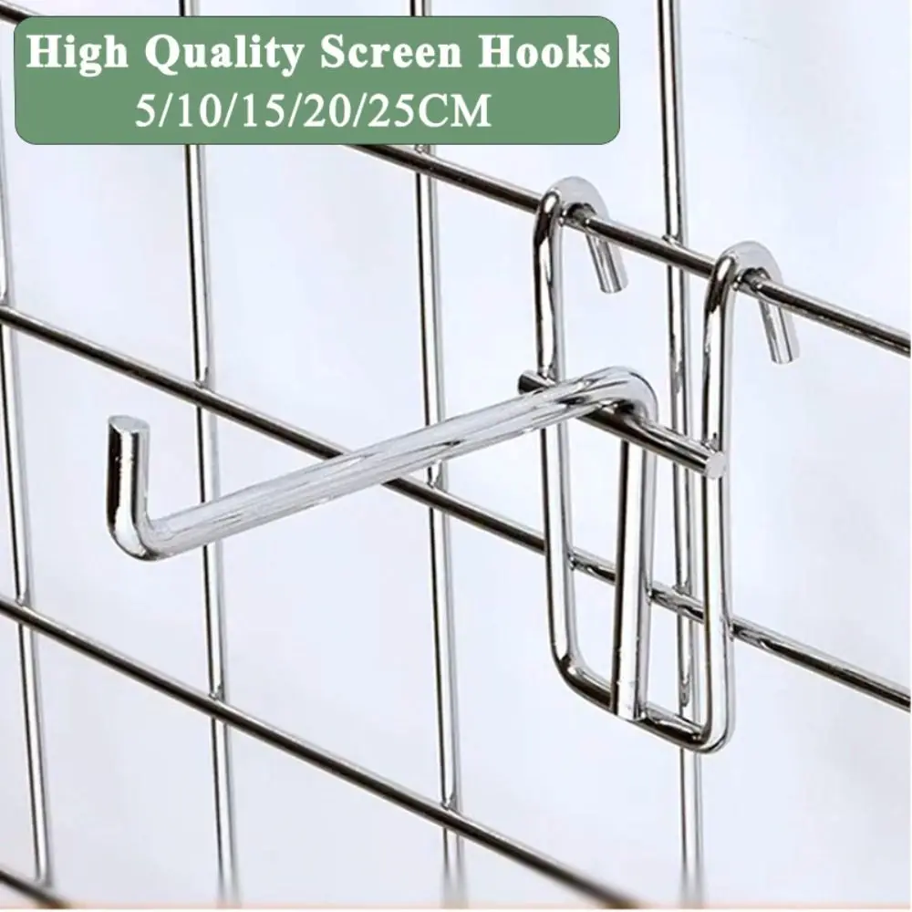 Durable 5-25cm Screen Hooks 3.2mm Thickness Supermarket Wire Mesh Hanging Hooks Stainless steel Store Organizer For Screen Grid