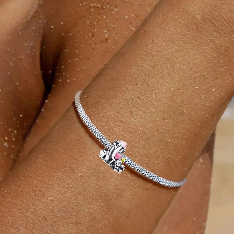 Miniso Disney Dumbo And His Mother Heart Love 925 Sterling Silver Charm Fit Original Bracelets For Women Diy Jewelry Accessories image 4