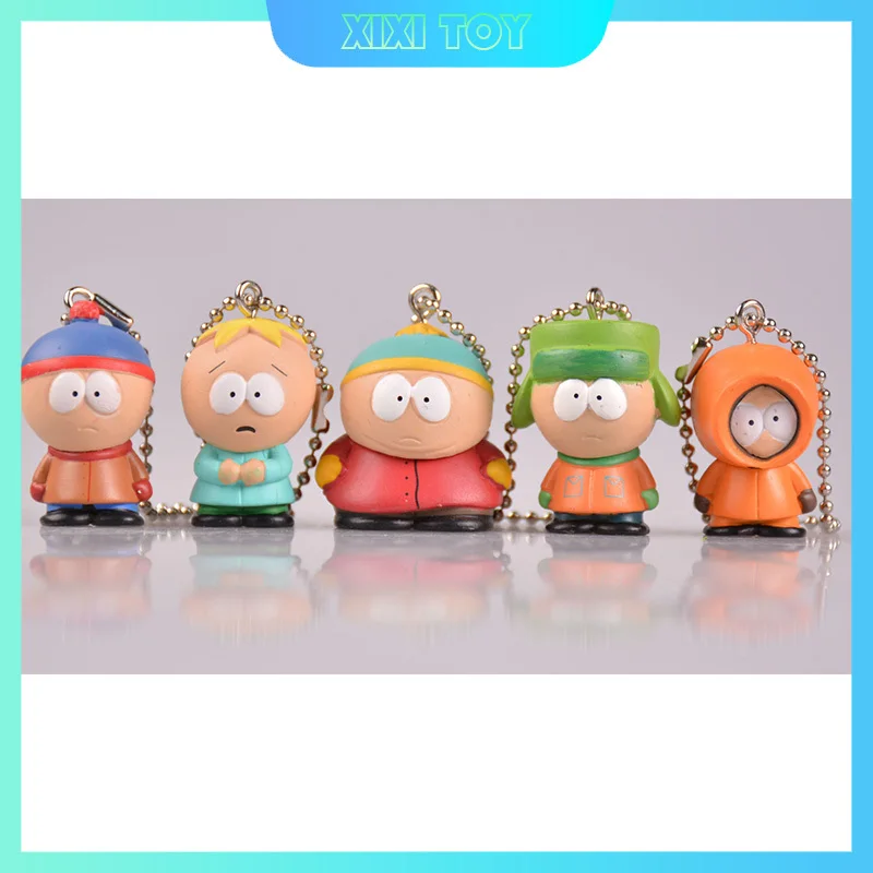 سلسلة مفاتيح على شكل أنيمي من ساوث بارك ، دلايات من كلوريد البولي فينيل ، ألعاب قابلة للتحصيل ، ديكورات ، هدية دمية تمثال ، 5 في كل مجموعة